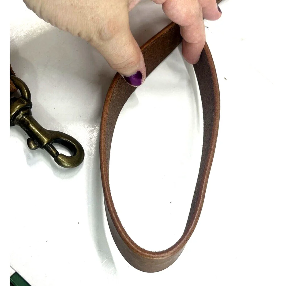 Brown Leather Dog Leash Brass Studded Sheild Nordic Irish Symbol New without tag